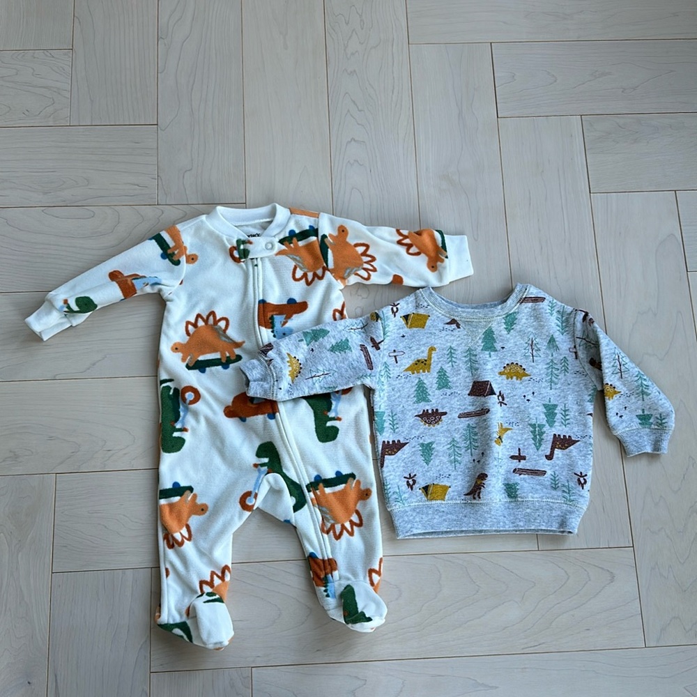 Baby Dinosaur Fleece PJ and Sweatshirt, NB/3 months